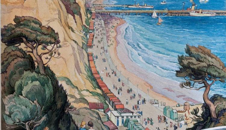 Painting of Durley Chine by Leslie Moffat Ward