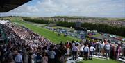 panoramic view of the racecourse from spectators area