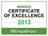 TripAdvisor - Certificate of Excellence