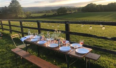 Woodfire Camping - dinner with a view