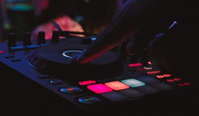 Turntable with red orange and green lights