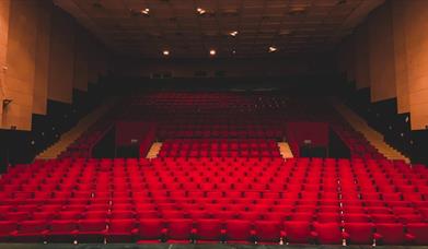 Empty red seats in a theatre