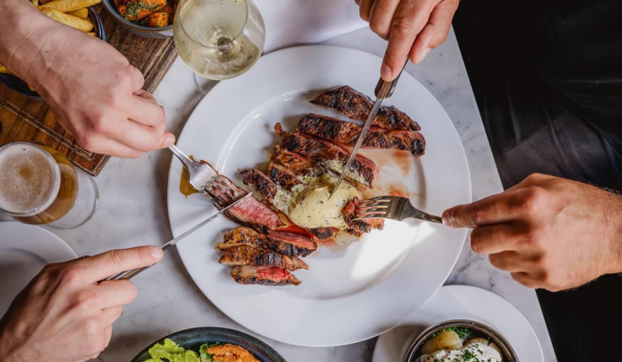 A sumptuous looking plate of steak.