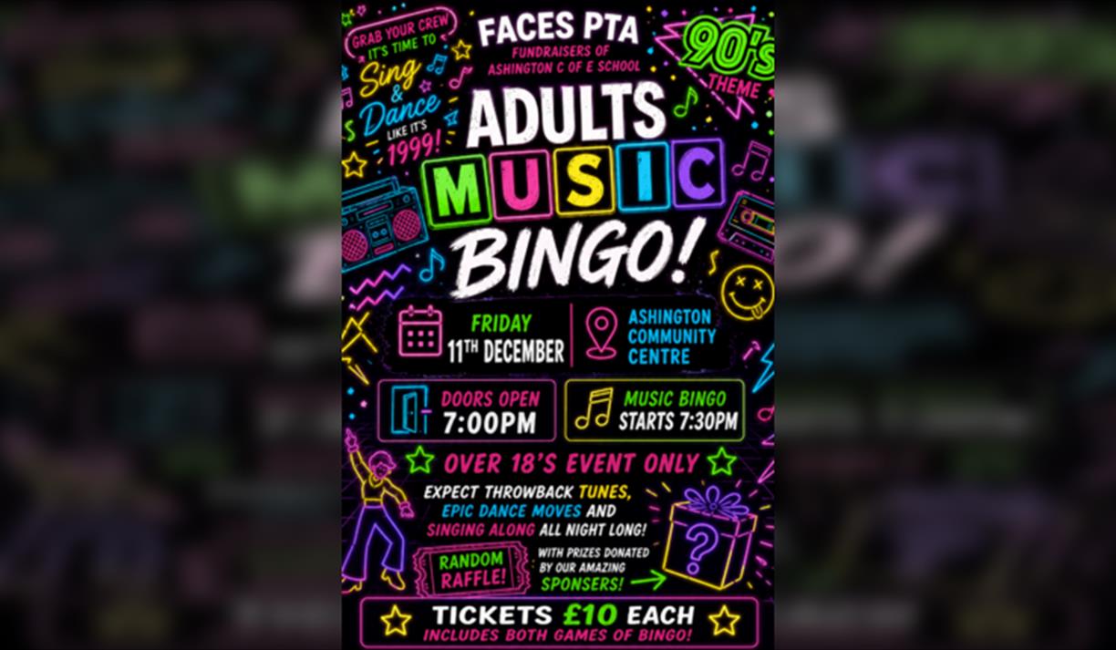 Music Bingo - Organised by FACES PTA - Bingo Hosted by Tom Foolery