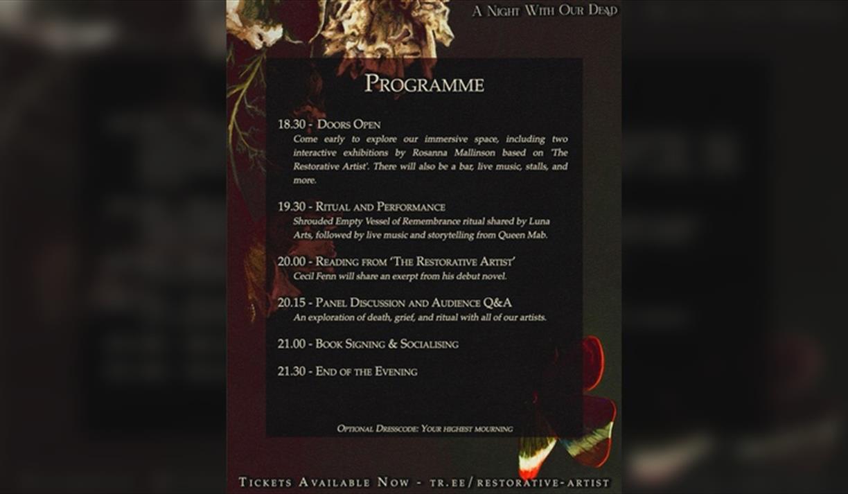 A Night with Our Dead: Immersive Book Launch for 'The Restorative Artist' by Cecil Fenn