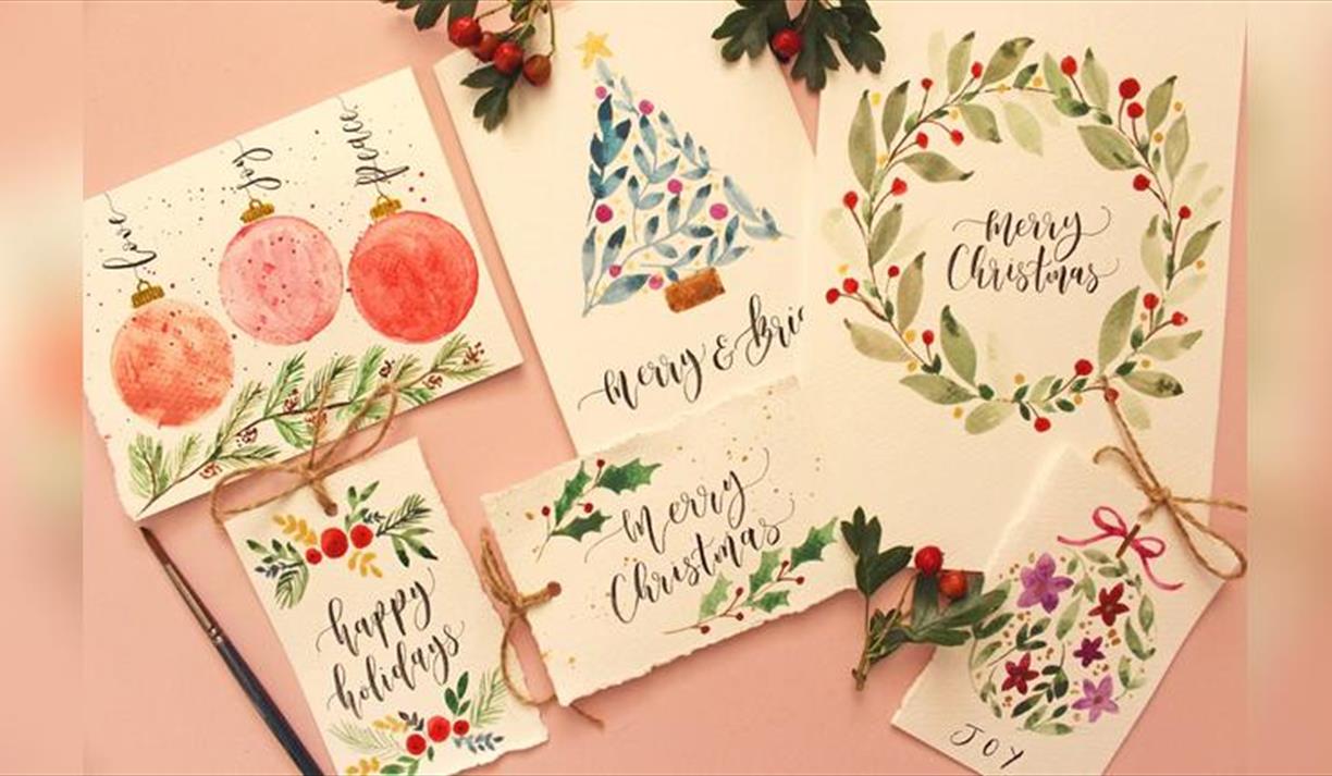 Christmas Watercolour Cards + Brush Lettering Workshop