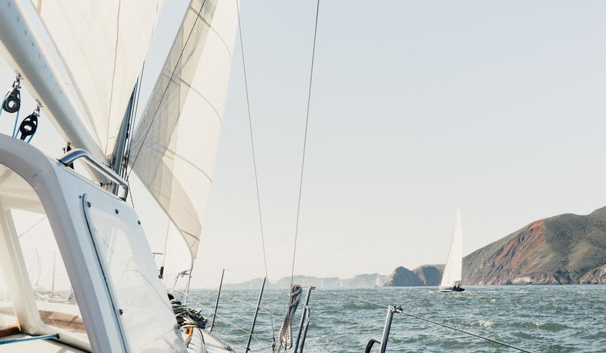 White sailboat on the ocean
