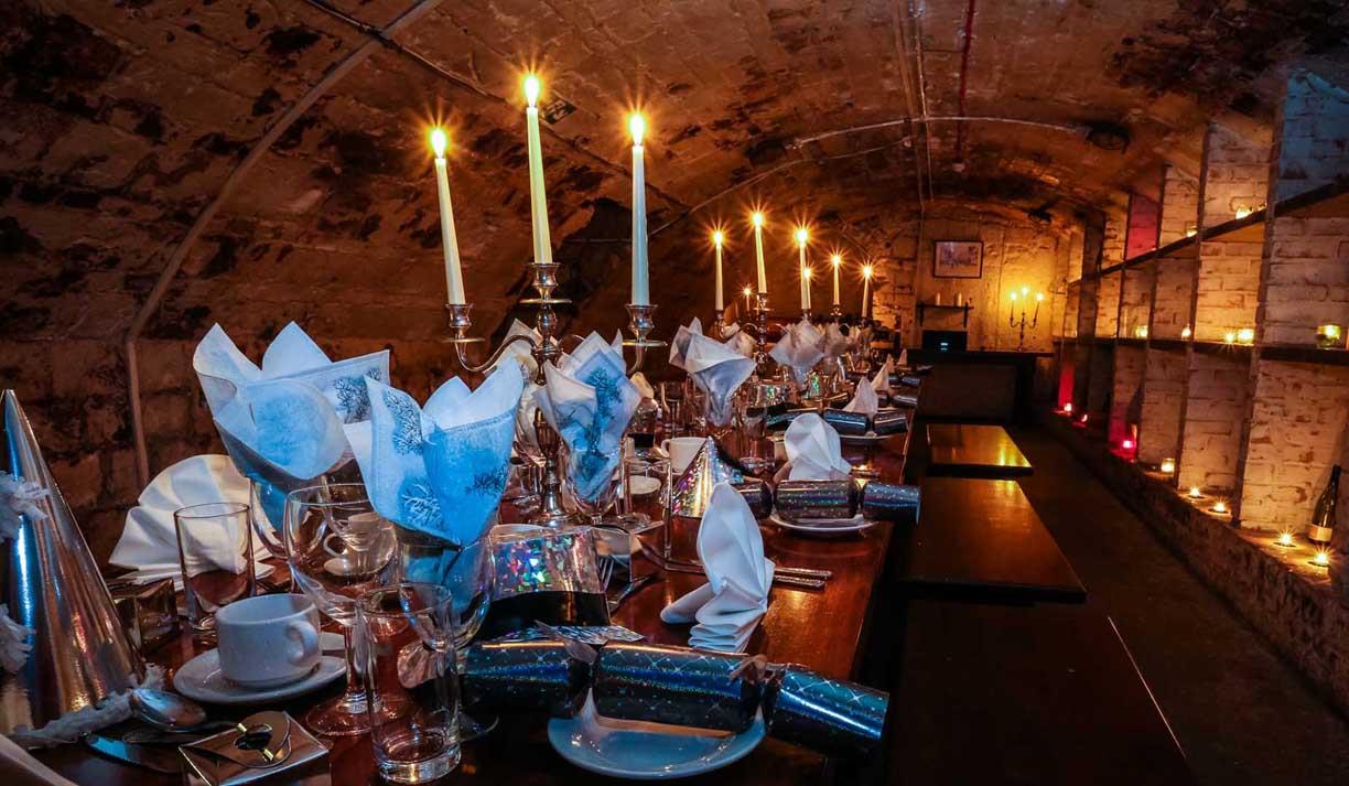 The Celler at The Old Ship Hotel decorated for a festive celebration.