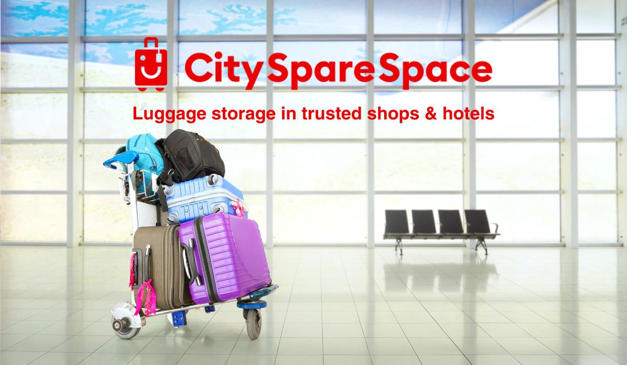 A trolley heaving with luggage.