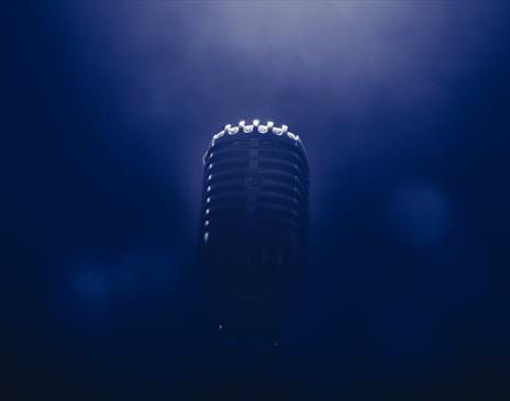 Microphone in blue smoke