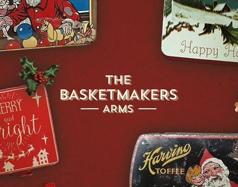 Image shows nostalgic Christmas pictures alongside the text The Basketmakers Arms