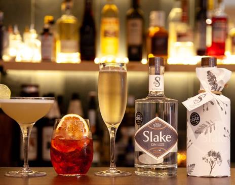 Slake Spirits - drinks and bottles on the bar