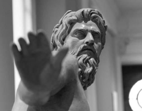 Black and white image of a classical sculpture