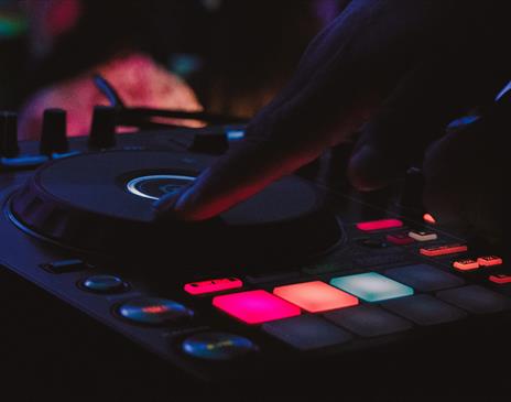 Turntable with red orange and green lights