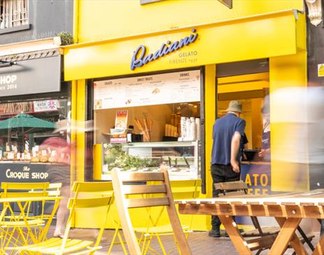 Outside the brightly coloured Badiani in Brighton.
