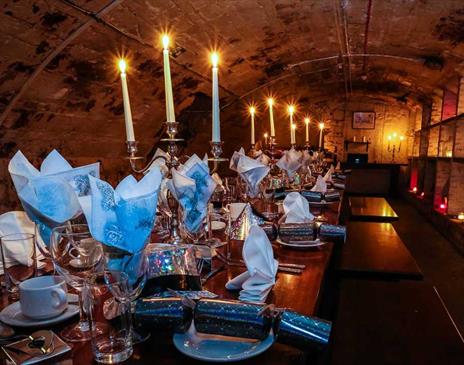 The Celler at The Old Ship Hotel decorated for a festive celebration.