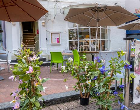 The welcoming terrace of Brighton's Giggling Squid