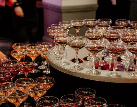 A tray of Champagne glasses awaiting happy revellers at the New Year's Eve Gala at DoubleTree by Hilton Brighton Metropole
