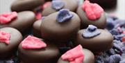 Rose and violet chocolates