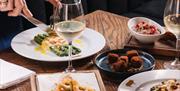 Small plates of food.