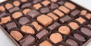Selection of white, milk and dark chocolates.