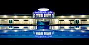 Saltdean Lido lit up at night