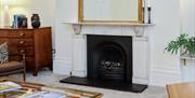 Marble fireplace.