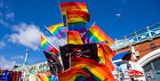 Rainbow flags, Brighton beachfront