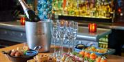 Hotel du Vin - buffet and champagne on a table