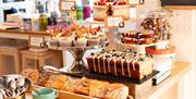 A table full of delicious looking cakes and snacks for sale during an Artists Open House. Photo credit: Syl Ojalla
