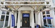 a&o Brighton Palace Pier's beautiful doorway with columns on either side of a stained glass portico.