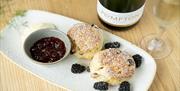 Delicious plate of scones and Plumpton wine from One Kitchen.