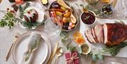 A sumptuous Christmas feast laid out on a table at DoubleTree by Hilton Brighton Metropole