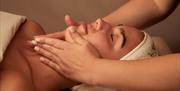 A client receiving a facial.