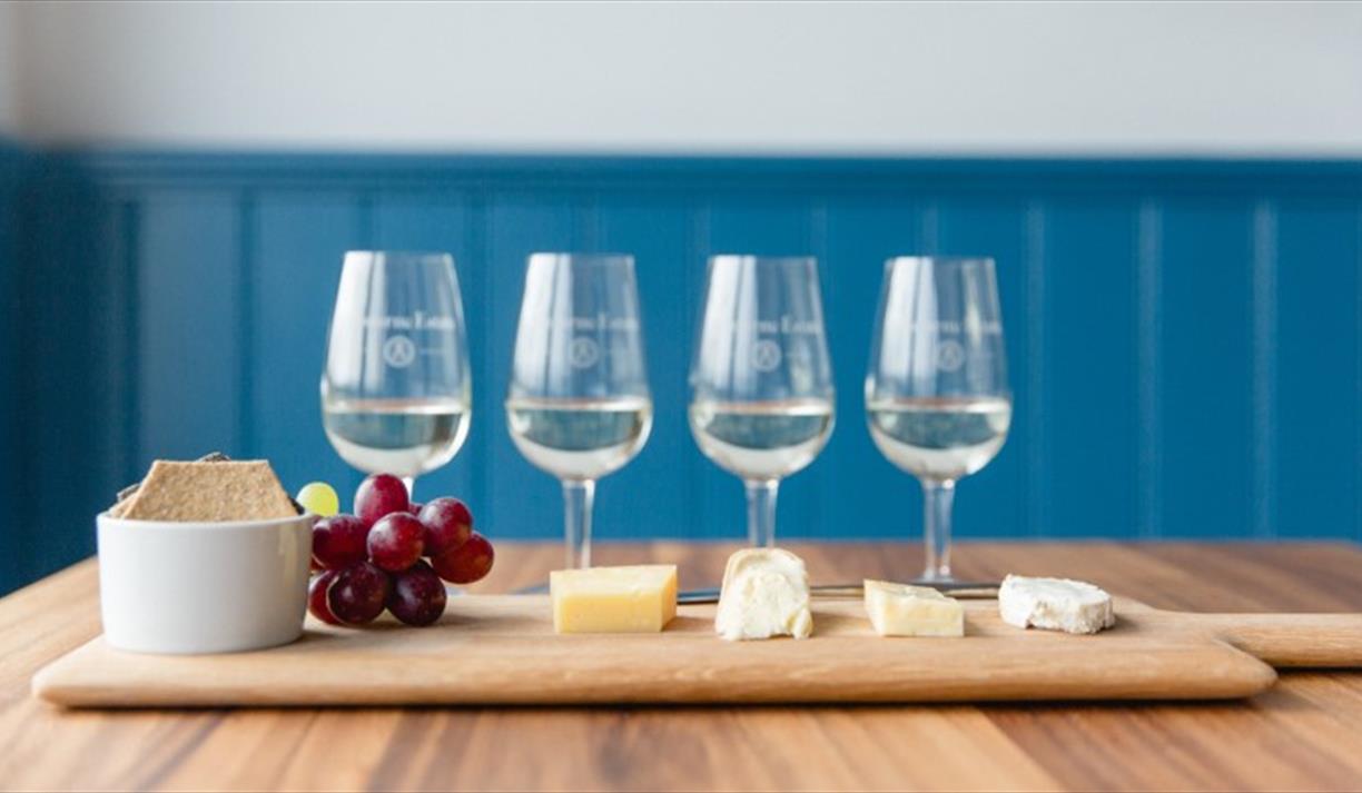 Sussex Cheese Platter and glasses