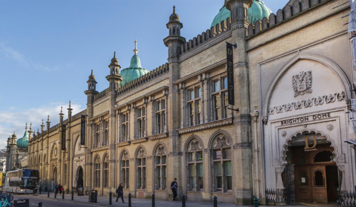 Image showing the exterior of Brighton Dome and it's stunning Regency architecture on a bright, sunny day.