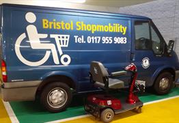 Shop mobility van and mobility scooter