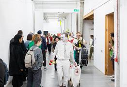 Artists and visitors in Spike Island Open Studios