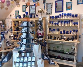 Bristol Blue Glass jewellery and shop display