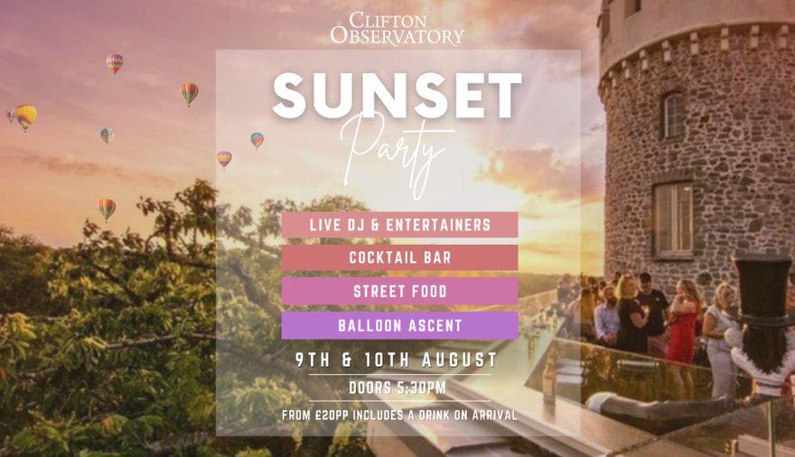 Sunset Party at Clifton Observatory info graphic