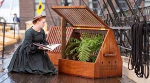 A victorian Wardian case on the deck of the SS Great Britain