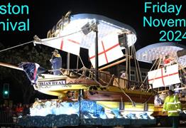 Boat-themed carnival float