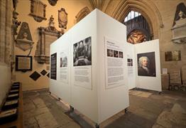 An exhibition inside St Mary Redcliffe church in Bristol