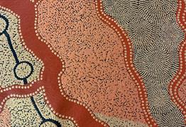 Image: Section of 'People of the Three Rivers' by Wiradjuri artist Hannah Lange © Copyright Coe Gallery