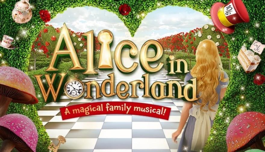 A poster advertising Alice in Wonderland at The Redgrave Theatre