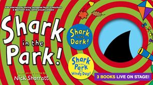 A poster advertising Shark in the Park at The Redgrave Theatre 