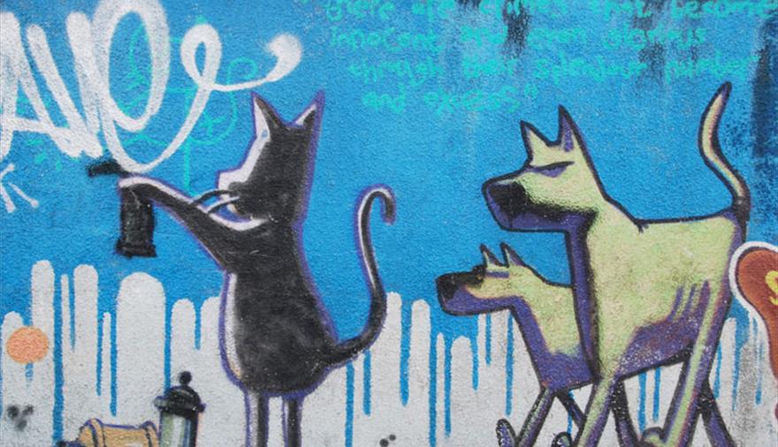 Banksy Graffiti Cat and Dog Bristol