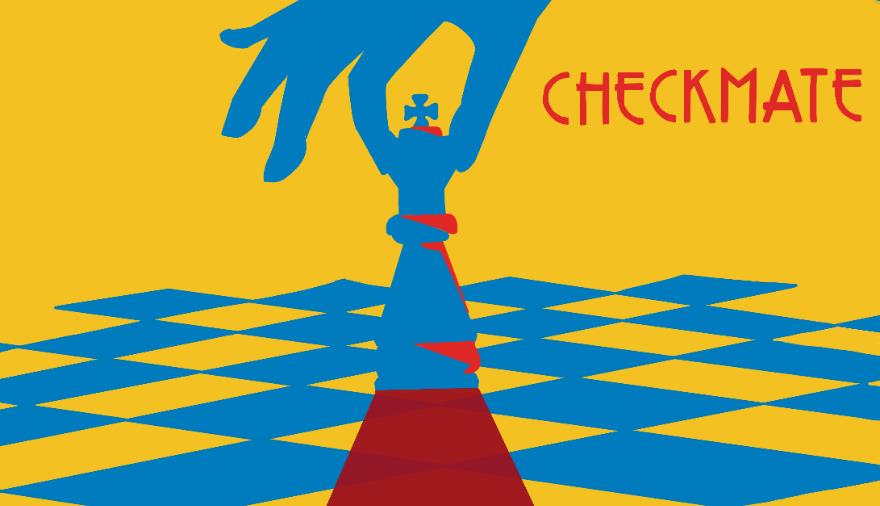 A blue and yellow chess board