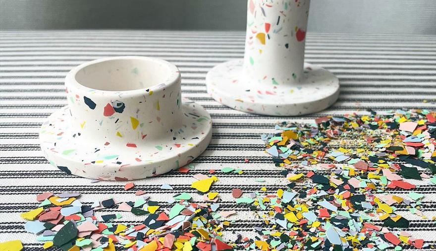 Make your own terrazzo candle holders
