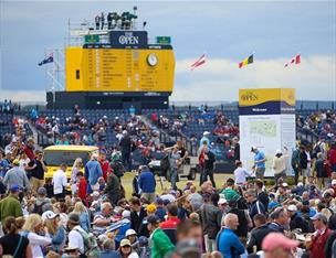 crowds of people spectate at The Open Championship